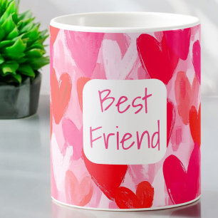 Mug Valentine Multi Hearts Motif Rose meilleur ami