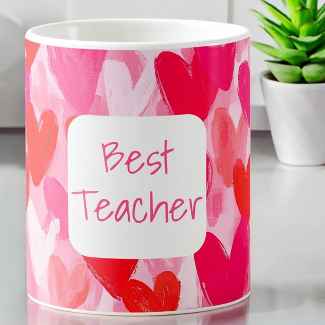 Mug Valentine Multi Hearts Motif Rose Meilleur Enseign (Créateur téléchargé)