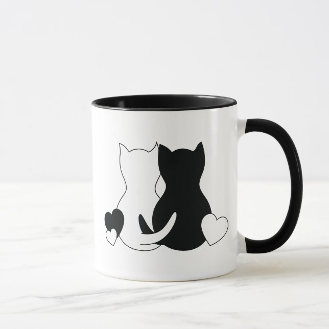 Mug Valentine personnalisée, Chat Kittens Coeur (Droite)