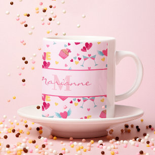 Mug Valentine Pink Love Lettres Motif Nom élégant