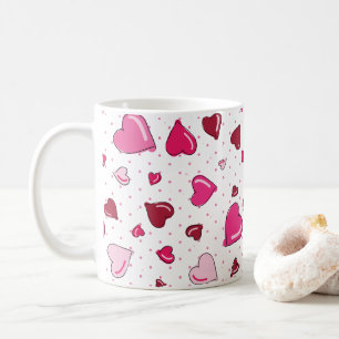 Mug Valentine Red Pink Heart Motif Design Phone Grip