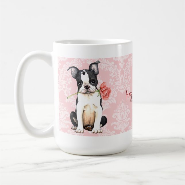 Mug Valentine Rose Boston Terrier (Gauche)