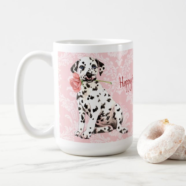 Mug Valentine Rose Dalmatien (Avec donut)