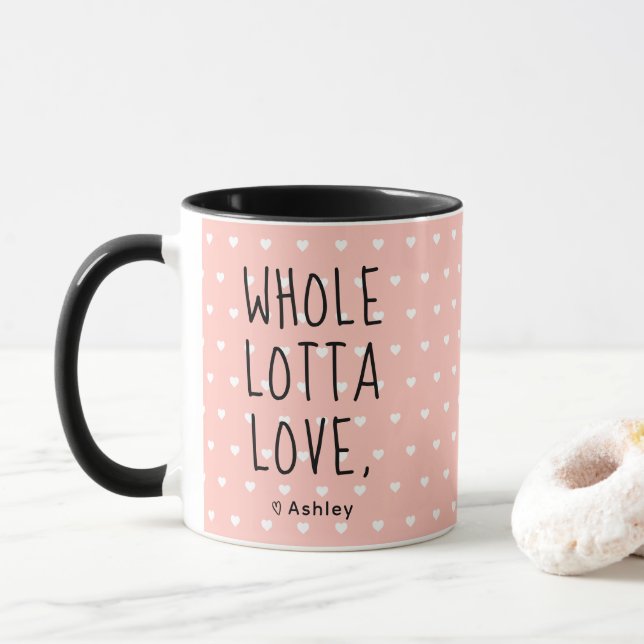 Mug Valentine Tout Love Love Coeurs Rose (Avec donut)