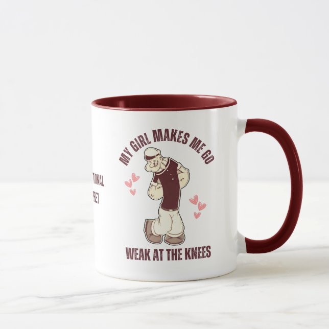Mug Valentines amusantes POPEYE Faible aux genoux Pers (Droite)