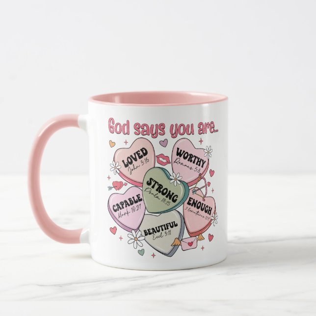 Mug  Valentine's Candy Hearts Christian  (Gauche)