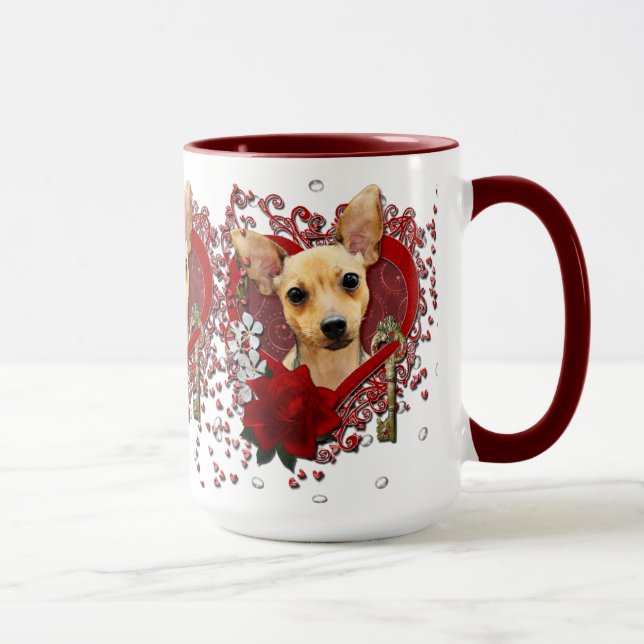 Mug Valentines - clé à mon coeur - chiwawa - (Droite)