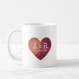 Mug Valentines coeur rouge deux initiales
