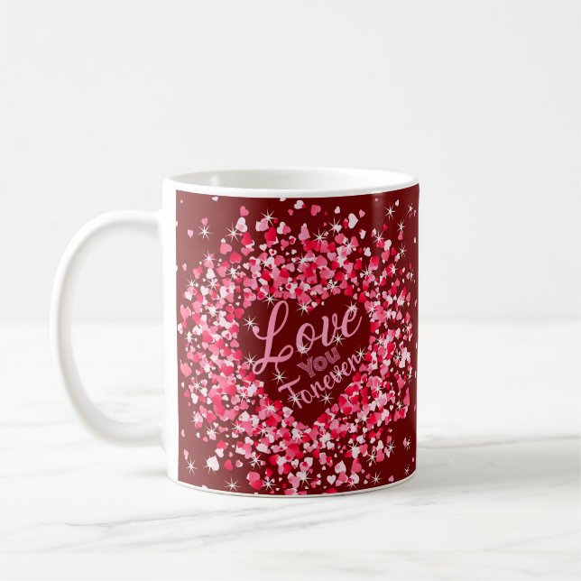Mug Valentines Day Love You Forever Pink Hearts (Gauche)