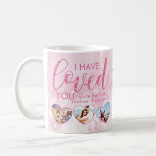 Mug Valentines Day Pink Loved Heart Photo Collage