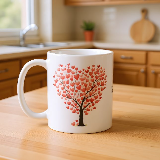 Mug Valentine's Day Red Pink Watercolor Hearts Tree (Créateur téléchargé)