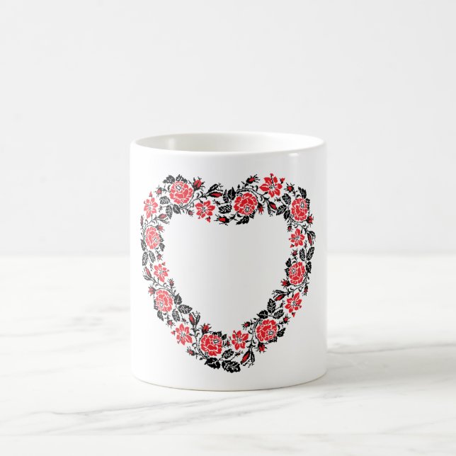 Mug Valentines de point de croix Coeur de fleur de jou (Centre)