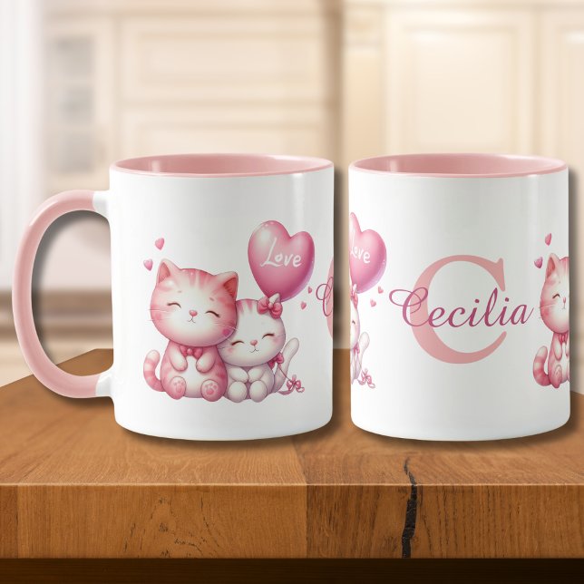 Mug Valentines Jour mignonne Couple de Kitty Chat Aime (Créateur téléchargé)