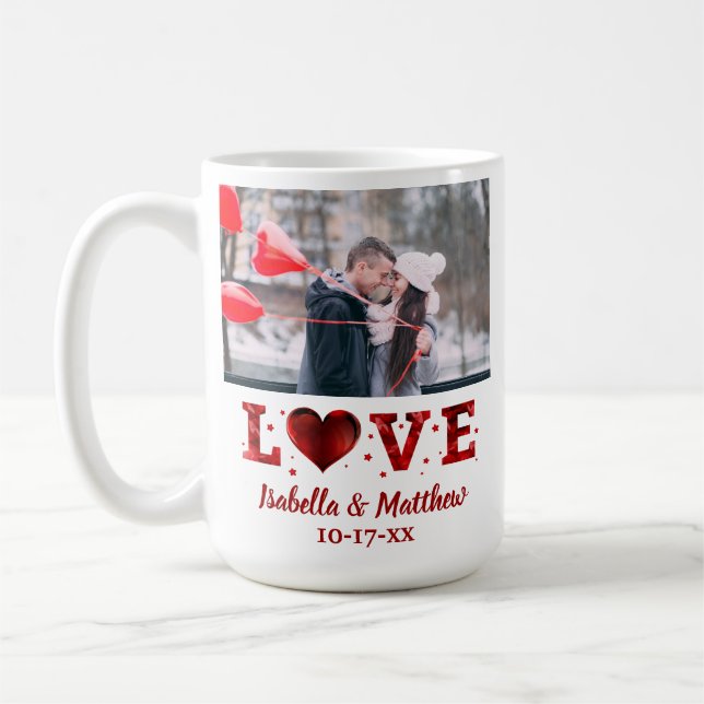 Mug Valentines Jour mignonne Couple Photo Amour Coeur (Gauche)