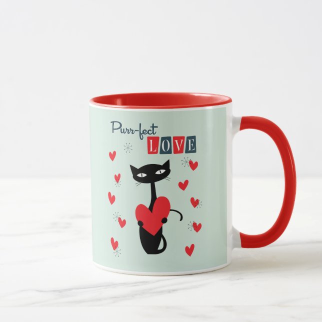 Mug Valentines Jour Rétro Mid Century Chat (Droite)