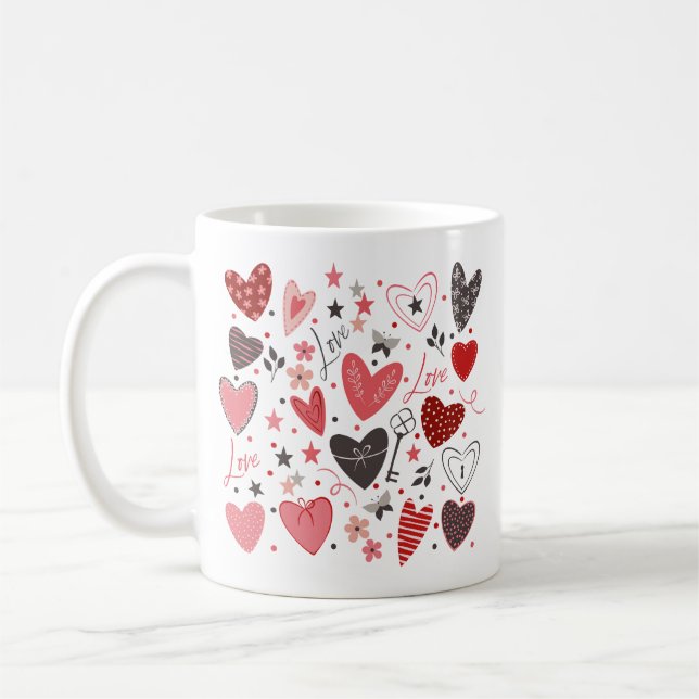 Mug Valentines Thème Coeurs rouges (Gauche)