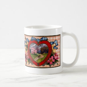 Mug Valentines vintages Jour Salutations Coeur et Fleu