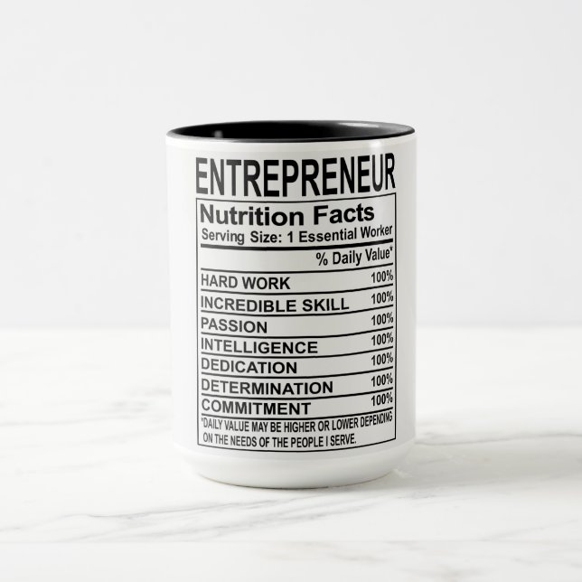 Mug Valeur nutritive de l'entrepreneur (Centre)