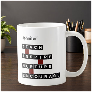 Mug Valeurs de l'éducateur enseignant Rouge Noir Perso