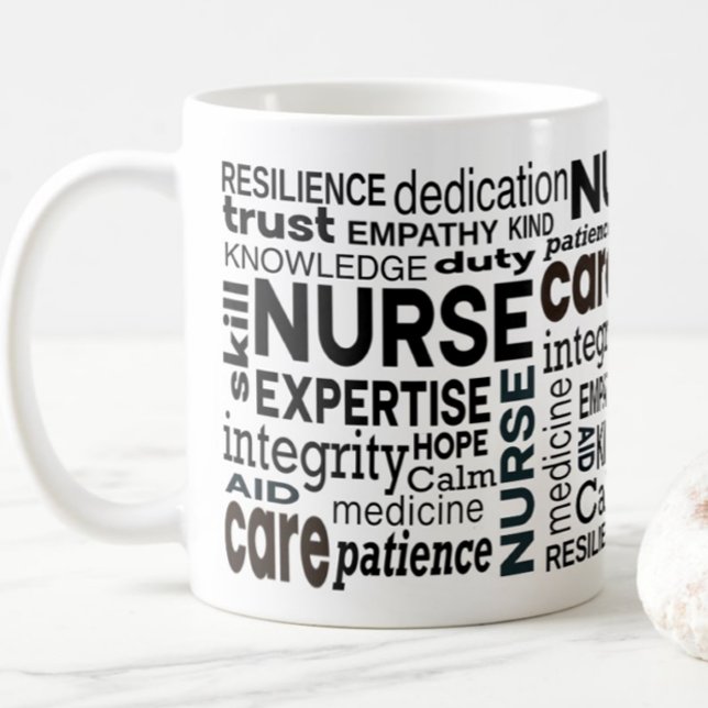 Mug Valeurs infirmières Appréciation de la typographie (Créateur téléchargé)