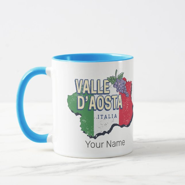 Mug Vallée d'Aoste Italie Carte Carte Souvenir Vintage (Gauche)