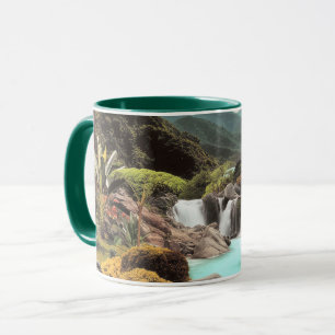 Mug Vallée tropicale surréaliste avec cascades