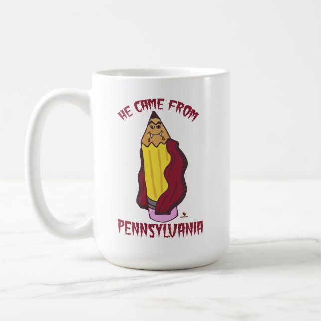 Mug Vampire au crayon de Pennsylvanie humour coquin (Gauche)