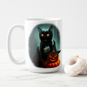 Mug Vampire Chat et Assistant Citrouille Halloween Sur