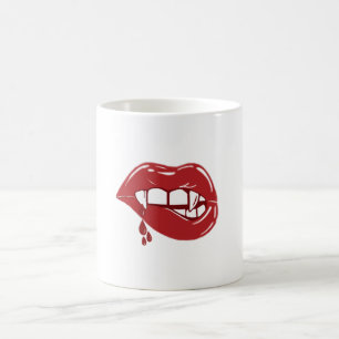 Mug Vampire Lèvres rouges gouttant du sang gouttes