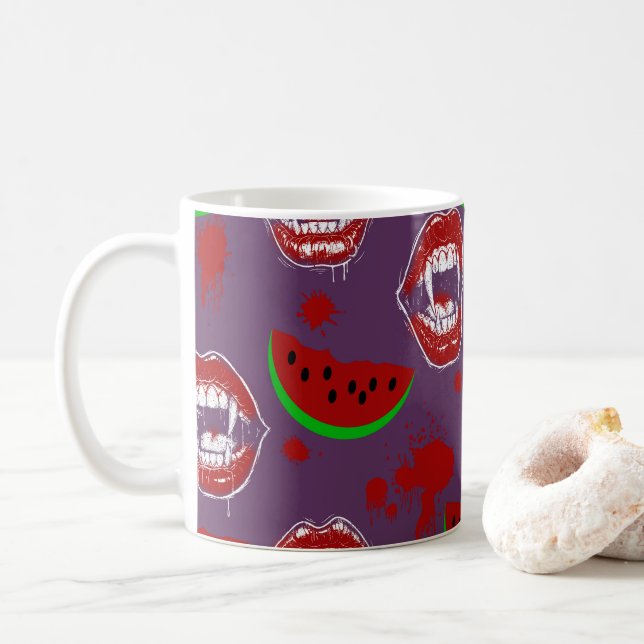 Mug Vampire & Pastèque Spooky Summerween Violet (Avec donut)