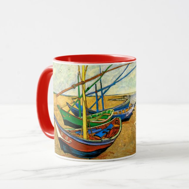 Mug Van Gogh Bateaux de pêche sur la plage de Saintes  (Devant gauche)