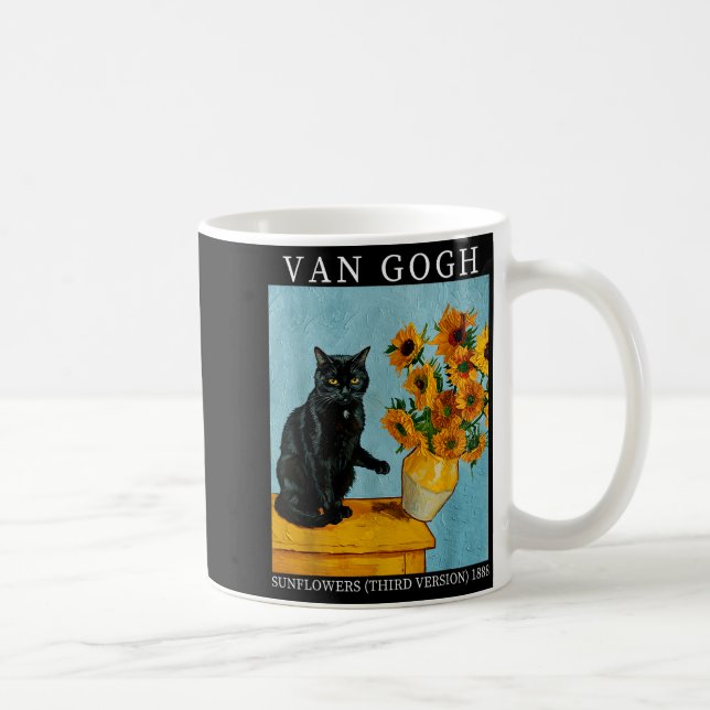 Mug Van Gogh Black Cat With Sunflowers Funny Cat Meme  (Droite)