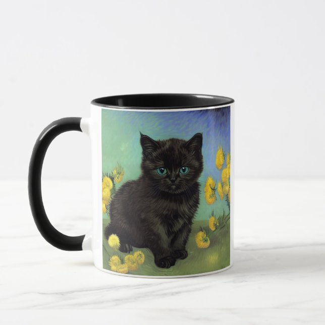 Mug Van Gogh Chat noir Fleurs jaunes (Gauche)