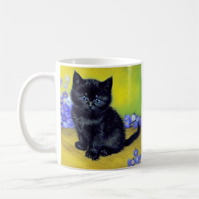 Mug Van Gogh Chat noir Fleurs violettes (Gauche)