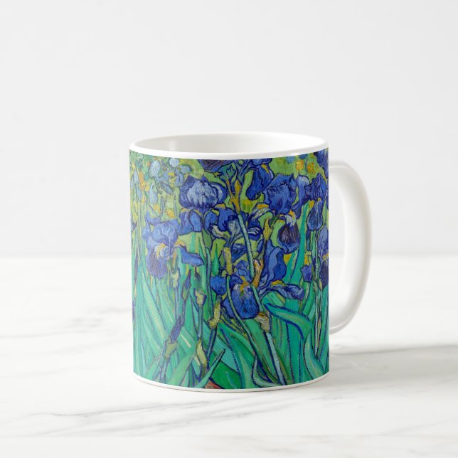 Mug Van Gogh Irises. Impressionnisme vintage floral bl (Devant droit)