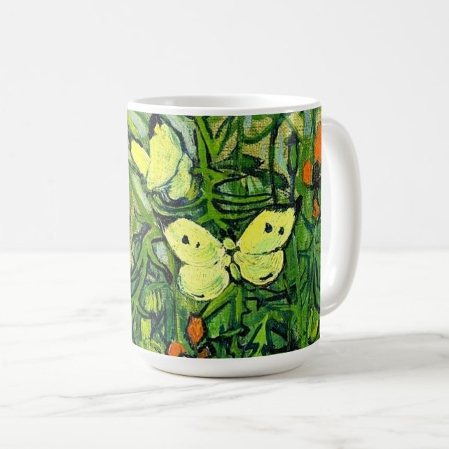 Mug Van Gogh - Papillons et Coquelicots (Devant droit)