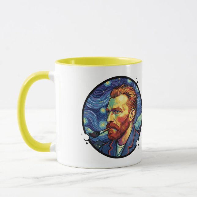 Mug Van Gogh portrait Starry night Unique Design (Gauche)
