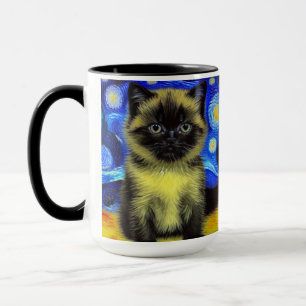 Mug Van Gogh Starry Nuit Siamese Cat