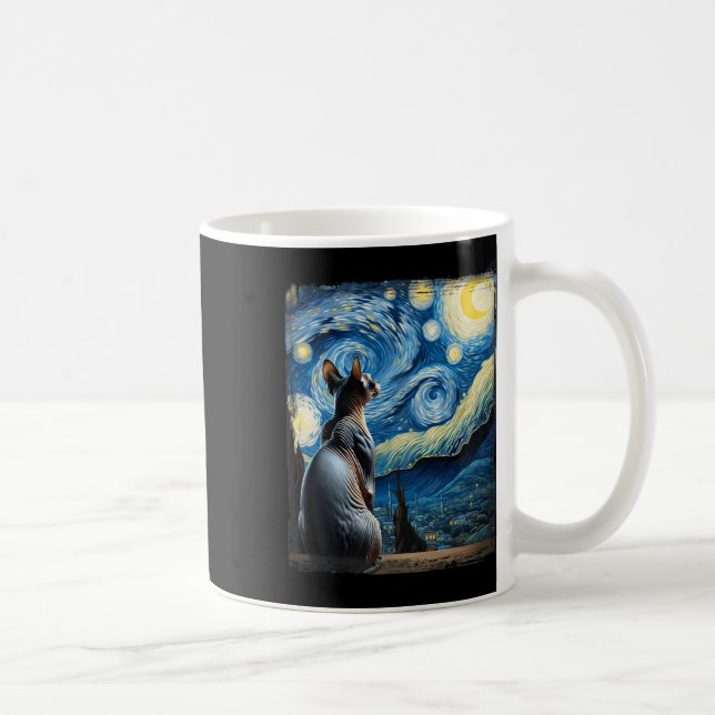 Mug Van Gogh Starry Style de nuit Sphynx Artistique Ch (Droite)