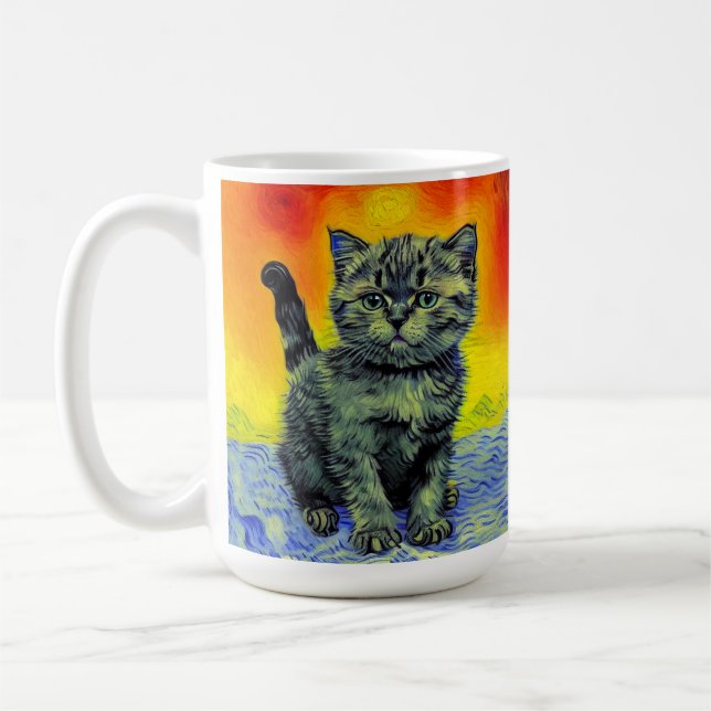 Mug Van Gogh Style Chat Sunset Beach (Gauche)