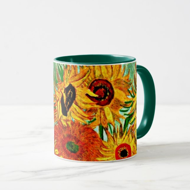 Mug Van Gogh - Sunflowers 12, (Devant droit)