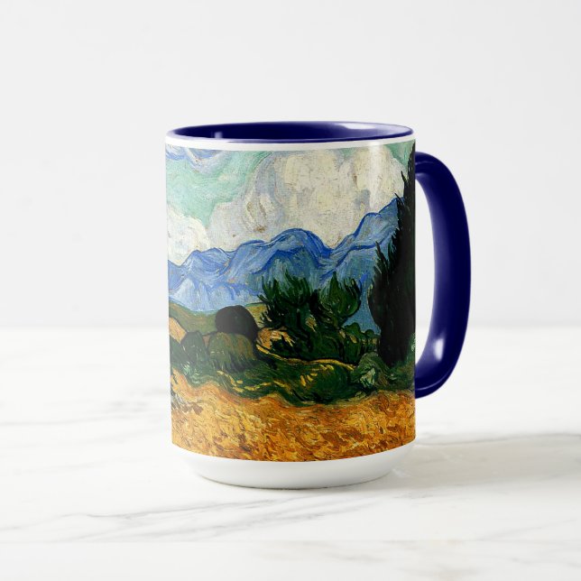 Mug Van Gogh - Wheatfield avec Cypress Tree (Devant droit)