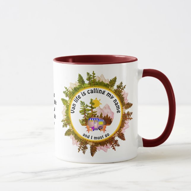 Mug VAN LIFE APPELLE MON NOM Custom CARAVAN Camping (Droite)