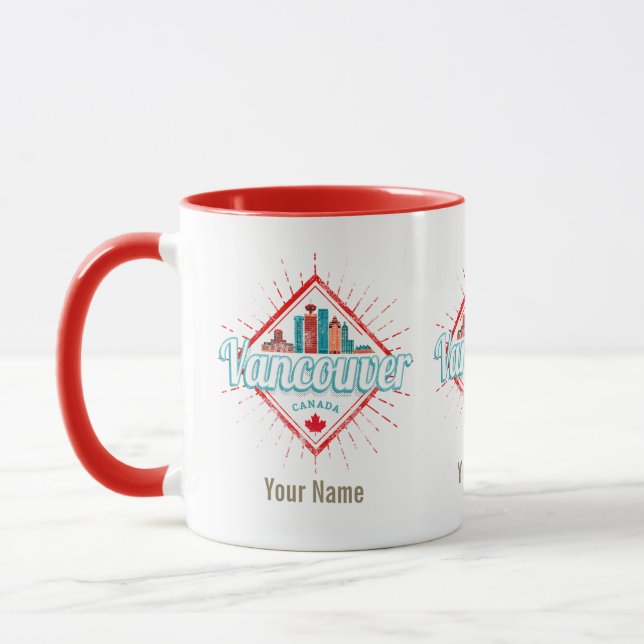Mug Vancouver Skyline Colombie-Britannique Rétro Canad (Gauche)