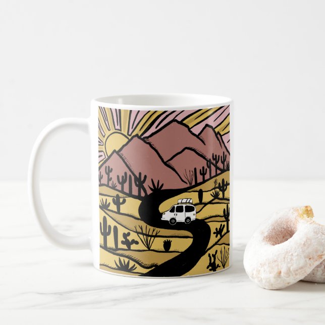 Mug Vanlife Desert Mountain Explorez Sunrise (Avec donut)