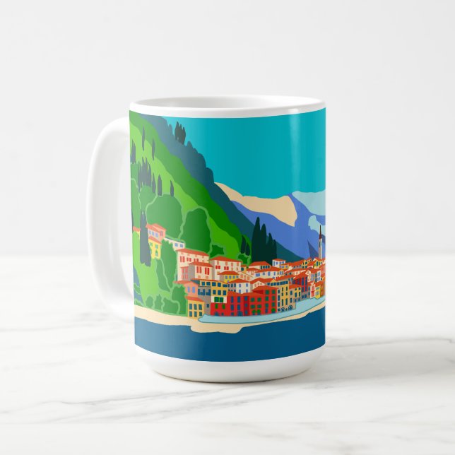 Mug Varenna Lake Côme Italie Illustration Voyage (Devant gauche)