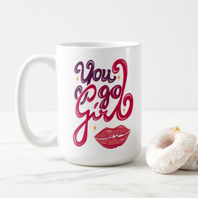 Mug Vas-y Fille – Cadeau de Motivation pour Elle (Avec donut)