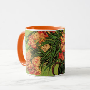 Mug Vase avec des lauriers roses et des livres de Vinc