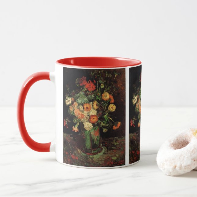 Mug Vase avec Zinnias et Geraniums, Vincent van Gogh (Avec donut)
