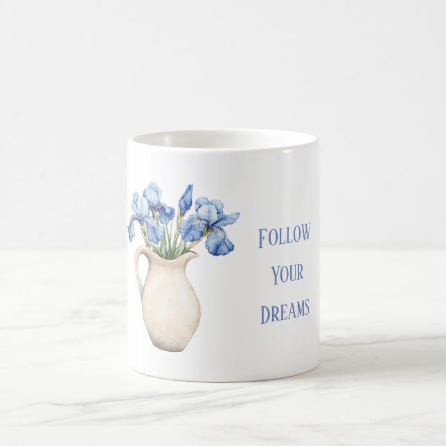 Mug Vase crème fleurs d'iris violettes (Centre)